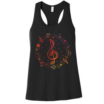 Cut Music Notes Clef Teacher Musical Notes And Flowers Women's Racerback Tank