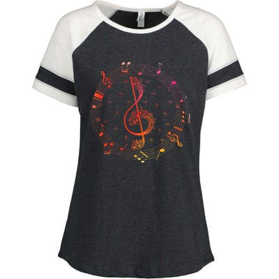 Cut Music Notes Clef Teacher Musical Notes And Flowers Enza Ladies Jersey Colorblock Tee