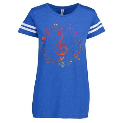 Cut Music Notes Clef Teacher Musical Notes And Flowers Enza Ladies Jersey Football T-Shirt