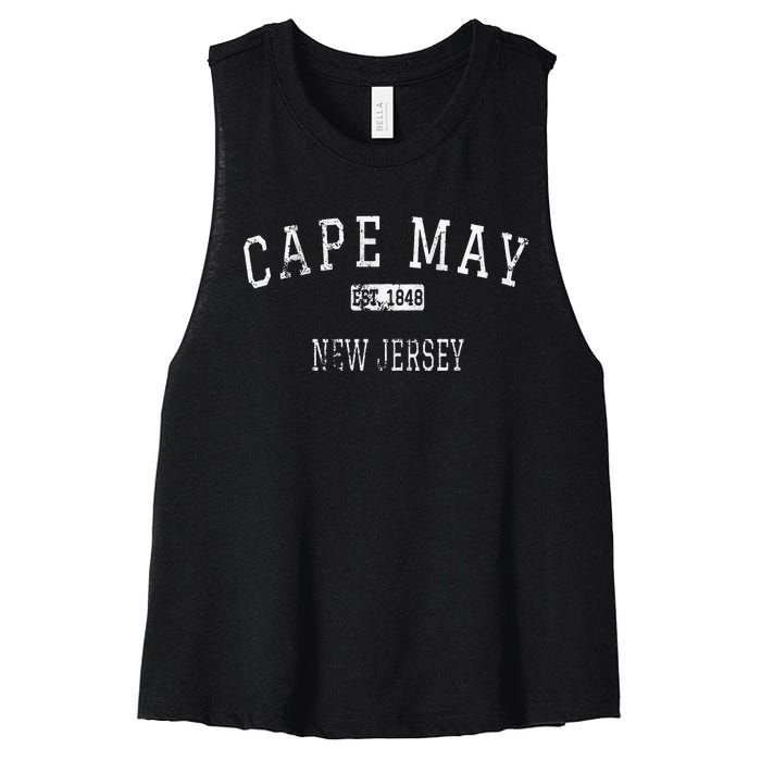 Cape May New Jersey Nj Vintage Women's Racerback Cropped Tank