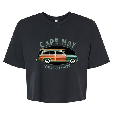 Cape May New Jersey Vintage Surfing Design Bella+Canvas Jersey Crop Tee