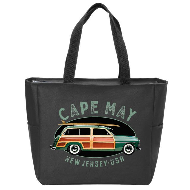 Cape May New Jersey Vintage Surfing Design Zip Tote Bag