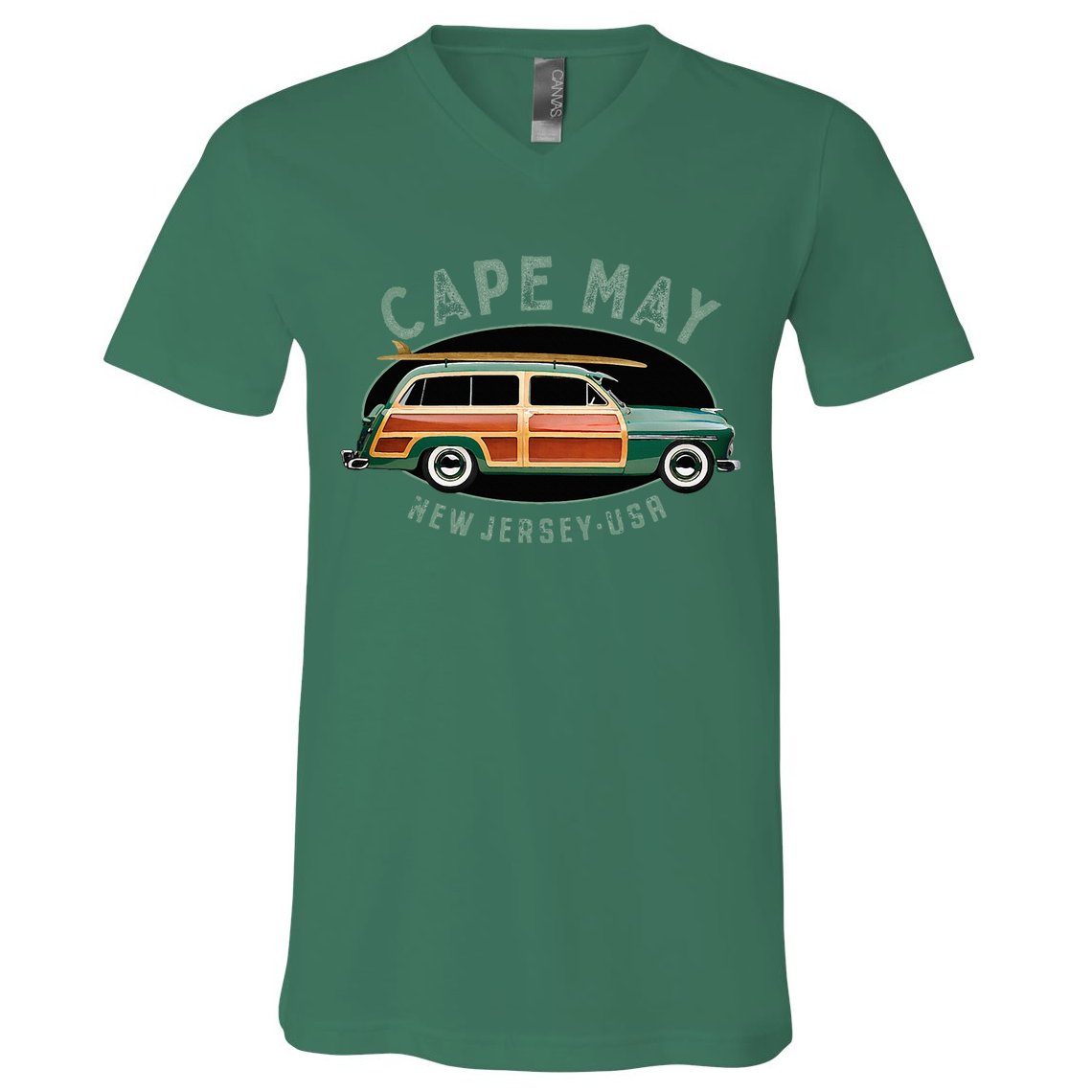 Cape May New Jersey Vintage Surfing Design V-Neck T-Shirt