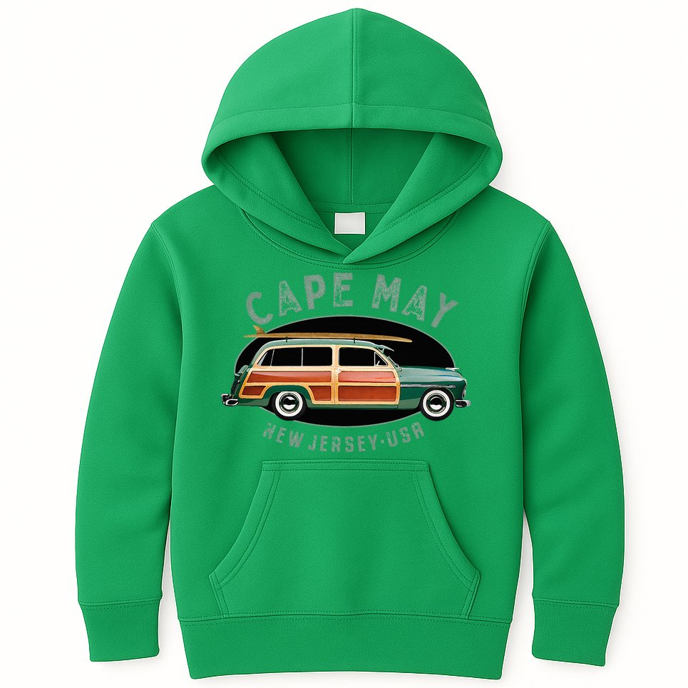 Cape May New Jersey Vintage Surfing Design Kids Hoodie