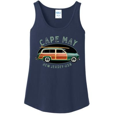 Cape May New Jersey Vintage Surfing Design Ladies Essential Tank