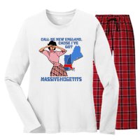 Call Me New England Cause Ive Got Massivechusetts Women's Long Sleeve Flannel Pajama Set 