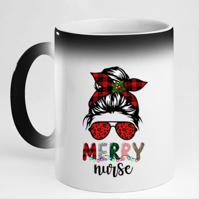 Cute Merry Nurse Christmas 11oz Black Color Changing Mug