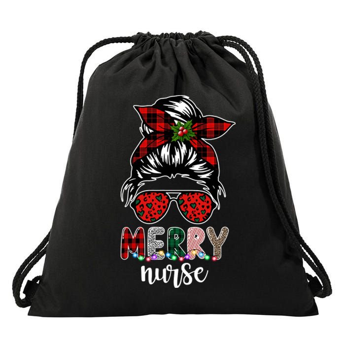 Cute Merry Nurse Christmas Drawstring Bag