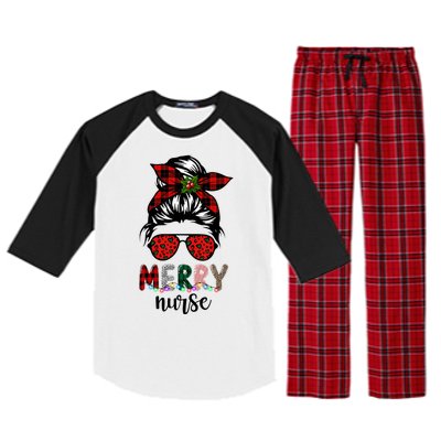 Cute Merry Nurse Christmas Raglan Sleeve Pajama Set