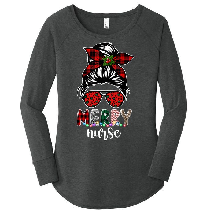 Cute Merry Nurse Christmas Women's Perfect Tri Tunic Long Sleeve Shirt