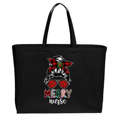 Cute Merry Nurse Christmas Cotton Canvas Jumbo Tote