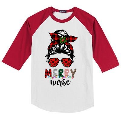 Cute Merry Nurse Christmas Kids Colorblock Raglan Jersey