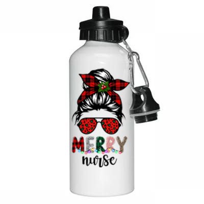 Cute Merry Nurse Christmas Aluminum Water Bottle