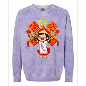 Chuc Mung Nam Moi Girl Cute Vietnamese New Year Ao Dai Colorblast Crewneck Sweatshirt