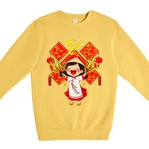 Chuc Mung Nam Moi Girl Cute Vietnamese New Year Ao Dai Premium Crewneck Sweatshirt