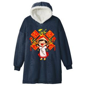 Chuc Mung Nam Moi Girl Cute Vietnamese New Year Ao Dai Hooded Wearable Blanket