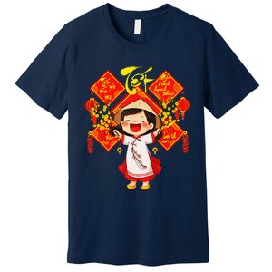 Chuc Mung Nam Moi Girl Cute Vietnamese New Year Ao Dai Premium T-Shirt