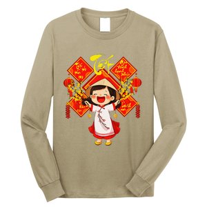 Chuc Mung Nam Moi Girl Cute Vietnamese New Year Ao Dai Long Sleeve Shirt