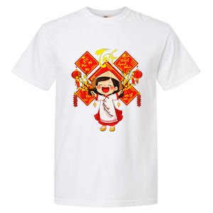 Chuc Mung Nam Moi Girl Cute Vietnamese New Year Ao Dai Garment-Dyed Heavyweight T-Shirt