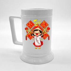 Chuc Mung Nam Moi Girl Cute Vietnamese New Year Ao Dai Beer Stein