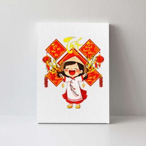 Chuc Mung Nam Moi Girl Cute Vietnamese New Year Ao Dai Canvas