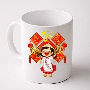 Chuc Mung Nam Moi Girl Cute Vietnamese New Year Ao Dai Coffee Mug