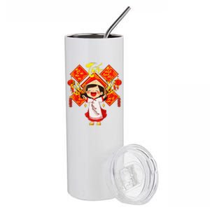 Chuc Mung Nam Moi Girl Cute Vietnamese New Year Ao Dai Stainless Steel Tumbler