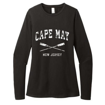 Cape May New Jersey Vintage Nautical Crossed Oars Womens CVC Long Sleeve Shirt