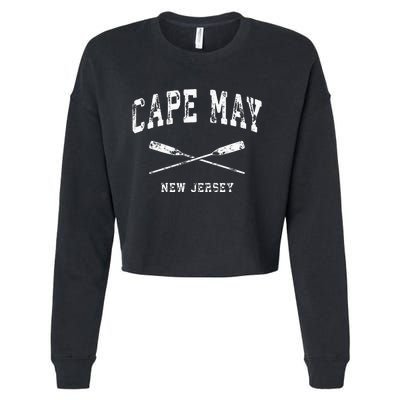 Cape May New Jersey Vintage Nautical Crossed Oars Cropped Pullover Crew