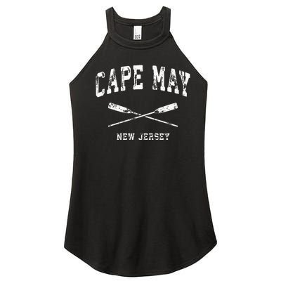 Cape May New Jersey Vintage Nautical Crossed Oars Women’s Perfect Tri Rocker Tank