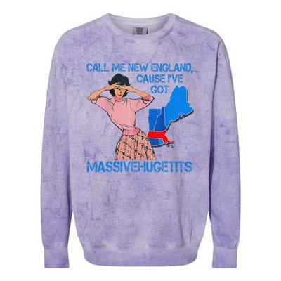 Call Me New England Cause I Got Massivehugetits Colorblast Crewneck Sweatshirt