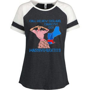 Call Me New England Cause I Got Massivehugetits Enza Ladies Jersey Colorblock Tee