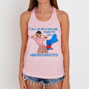 Call Me New England Cause I Got Massivehugetits Women's Knotted Racerback Tank