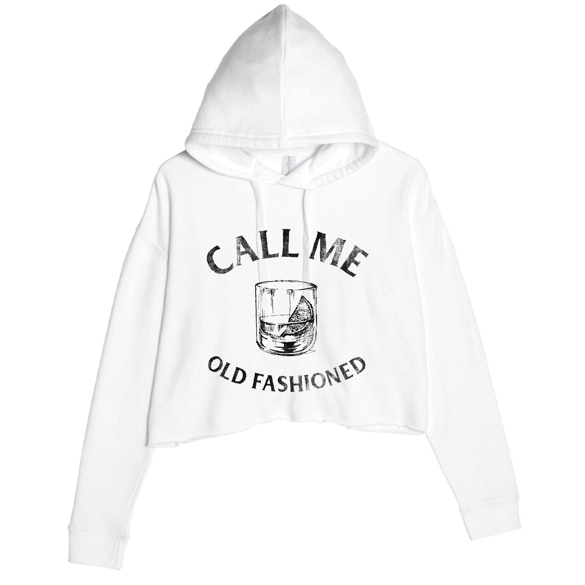 Call Me Old Fashionedcocktail Glass Crop Fleece Hoodie