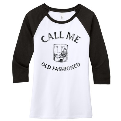 Call Me Old Fashionedcocktail Glass Women's Tri-Blend 3/4-Sleeve Raglan Shirt