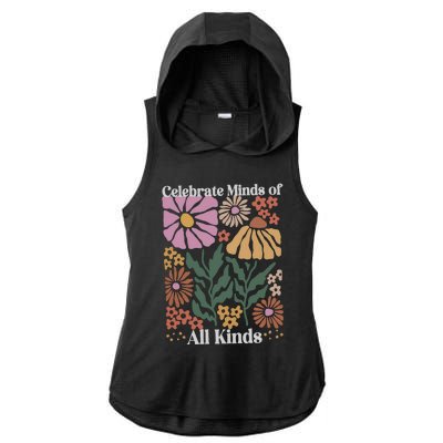 Celebrate Minds Of All Kinds Floral Autism Awareness Ladies PosiCharge Tri-Blend Wicking Draft Hoodie Tank