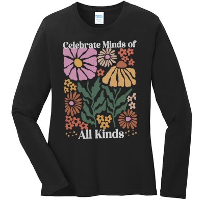 Celebrate Minds Of All Kinds Floral Autism Awareness Ladies Long Sleeve Shirt