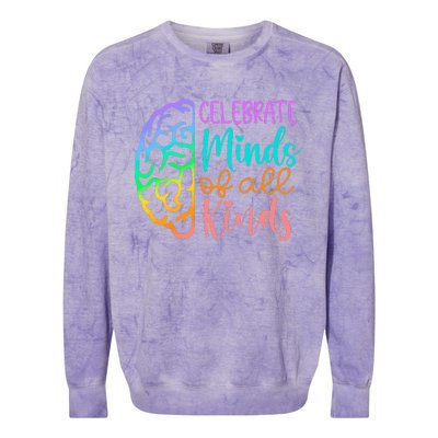 Celebrate Minds Of All Kinds Neurodiversity Autism Awareness Colorblast Crewneck Sweatshirt