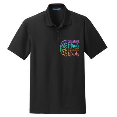 Celebrate Minds Of All Kinds Neurodiversity Autism Awareness Dry Zone Grid Polo