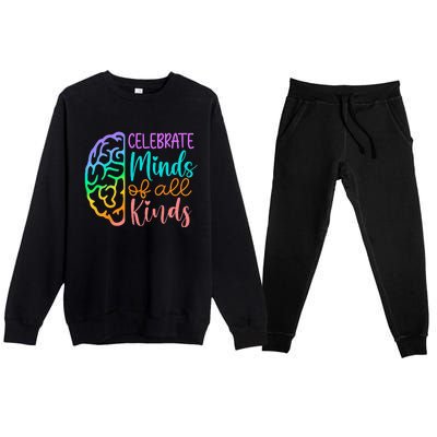 Celebrate Minds Of All Kinds Neurodiversity Autism Awareness Premium Crewneck Sweatsuit Set