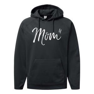 Cute Mom Of 4 Gift Quote Fun Fourth Child Announcement Mom^4 Performance Fleece Hoodie