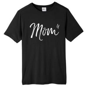 Cute Mom Of 4 Gift Quote Fun Fourth Child Announcement Mom^4 Tall Fusion ChromaSoft Performance T-Shirt