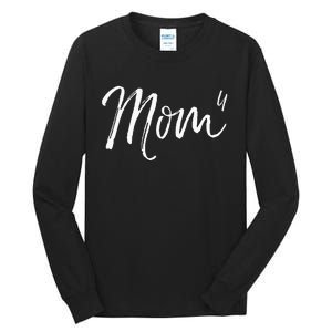 Cute Mom Of 4 Gift Quote Fun Fourth Child Announcement Mom^4 Tall Long Sleeve T-Shirt