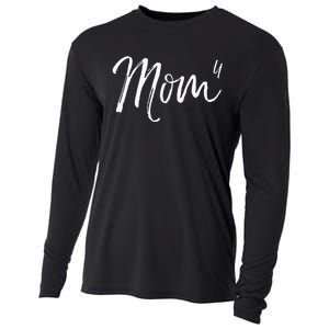 Cute Mom Of 4 Gift Quote Fun Fourth Child Announcement Mom^4 Cooling Performance Long Sleeve Crew