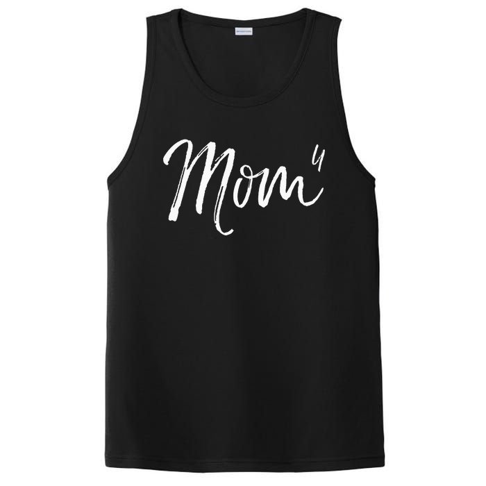 Cute Mom Of 4 Gift Quote Fun Fourth Child Announcement Mom^4 PosiCharge Competitor Tank