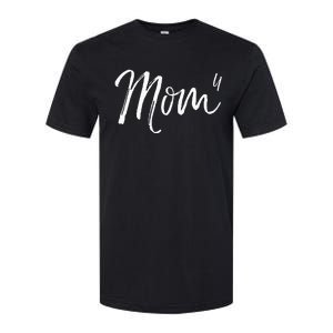 Cute Mom Of 4 Gift Quote Fun Fourth Child Announcement Mom^4 Softstyle CVC T-Shirt