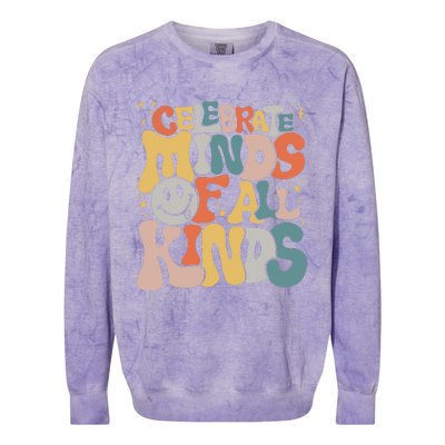 Celebrate Minds Of All Kinds Neurodiversity Autism Awareness Colorblast Crewneck Sweatshirt