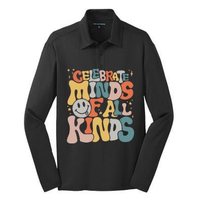 Celebrate Minds Of All Kinds Neurodiversity Autism Awareness Silk Touch Performance Long Sleeve Polo