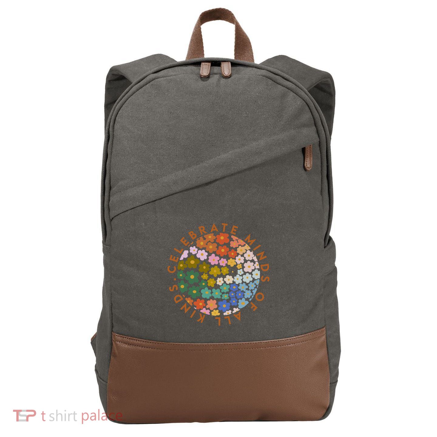 Celebrate Minds Of All Kinds Flowers Neurodiversity Autism Cotton Canvas Backpack