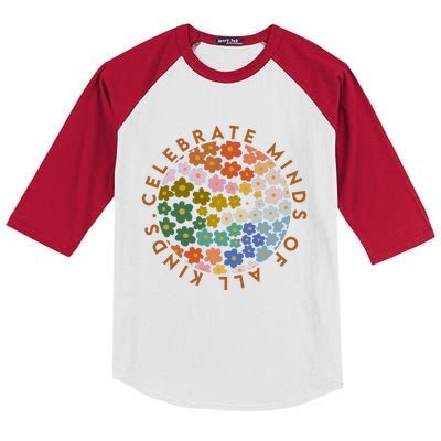 Celebrate Minds Of All Kinds Flowers Neurodiversity Autism Kids Colorblock Raglan Jersey